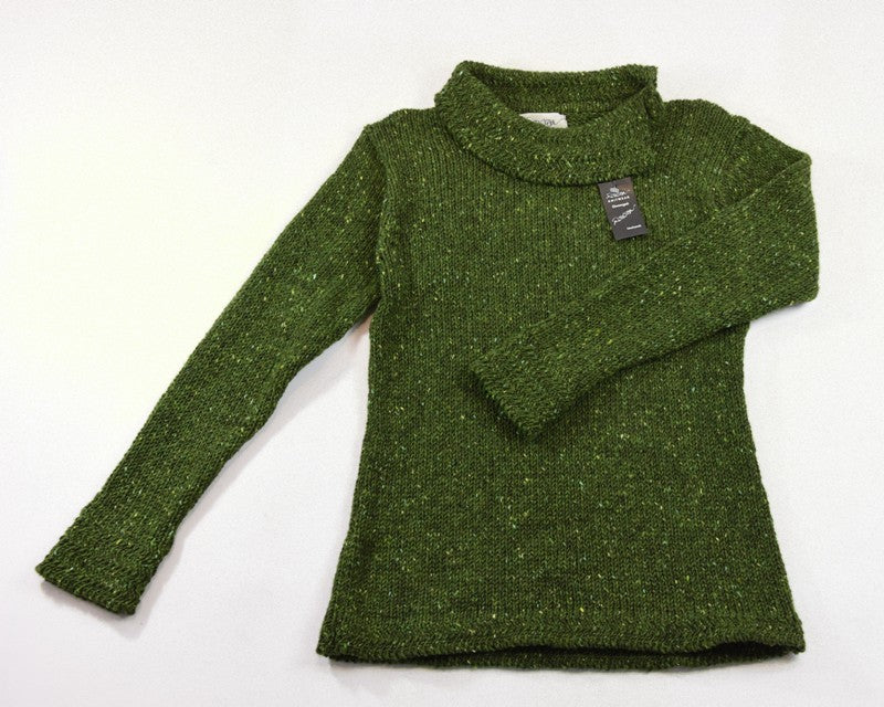 Donegal Wool Cable Sweater, Apple Green