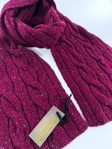 Cable and Rib Scarf – Berry - Fisherman Out of Ireland - close up