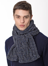 Cable and Rib Scarf – Navy Slate - Fisherman Out of Ireland - on model 2