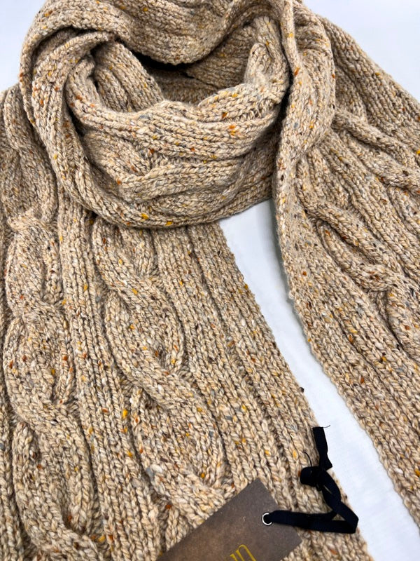 Cable and Rib Scarf – Sand Dune - Fisherman Out of Ireland - detail