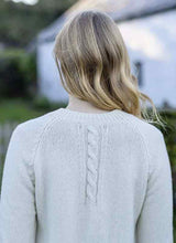 Crew Raglan Sweater with cable details - Foxglove - Fisherman Out of Ireland - back