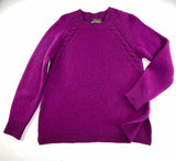 Crew Raglan Sweater with cable details - Foxglove - Fisherman Out of Ireland