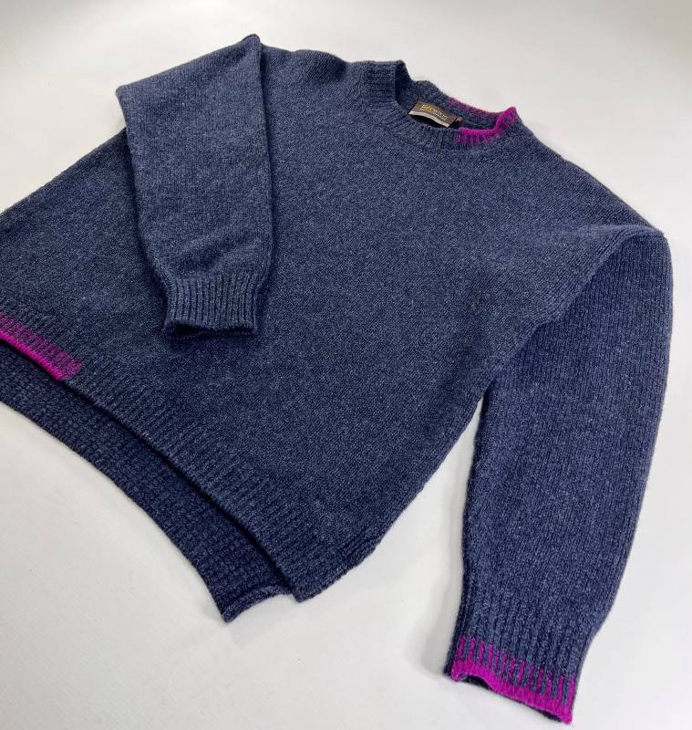 Crew neck sweater with blanket stitch detailing – Indigo and Foxglove - Fisherman Out of Ireland 2