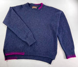 Crew neck sweater with blanket stitch detailing – Indigo and Foxglove - Fisherman Out of Ireland