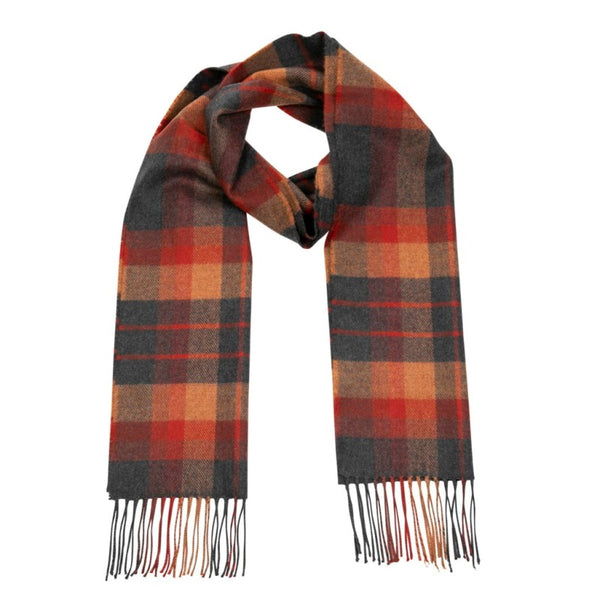 Fine Merino Scarf - Orange and Charcoal Plaid - John Hanly