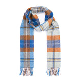 Lambswool Scarf - Blue, Rust and Blue Grey Check - John Hanly