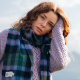 Lambswool Scarf - Purple, Green,Red and Blue Check - John Hanly - on model 3