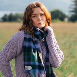 Lambswool Scarf - Purple, Green,Red and Blue Check - John Hanly - on model