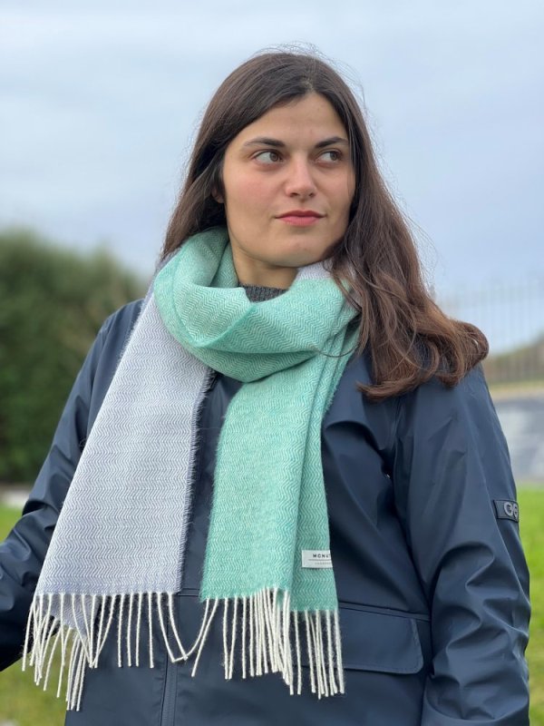 Lambswool Scarf – Bondi Wave - McNutt of Donegal - on model