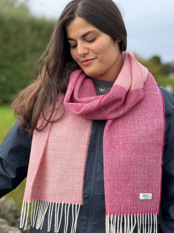 Lambswool Scarf – Glam Wave - McNutt of Donegal - on model