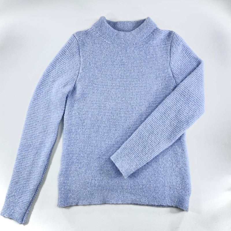 Links Stitch Mock Neck Sweater - Forget Me Not - Fisherman Out of Ireland