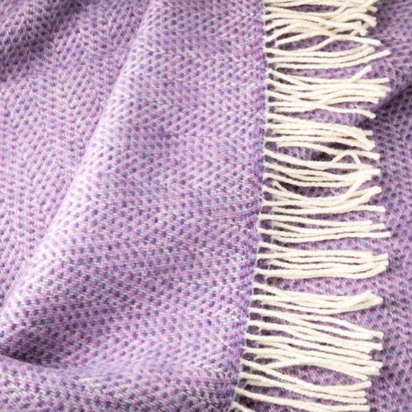 Merino and Cashmere Throw - Lavender Purple Herringbone - John Hanly - close up