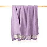 Merino and Cashmere Throw - Lavender Purple Herringbone - John Hanly