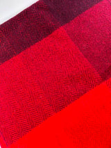 Merino and Cashmere Throw - Red, Wine and Burgundy Large Blocks - John Hanly - detail