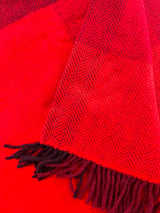 Merino and Cashmere Throw - Red, Wine and Burgundy Large Blocks - John Hanly - close up