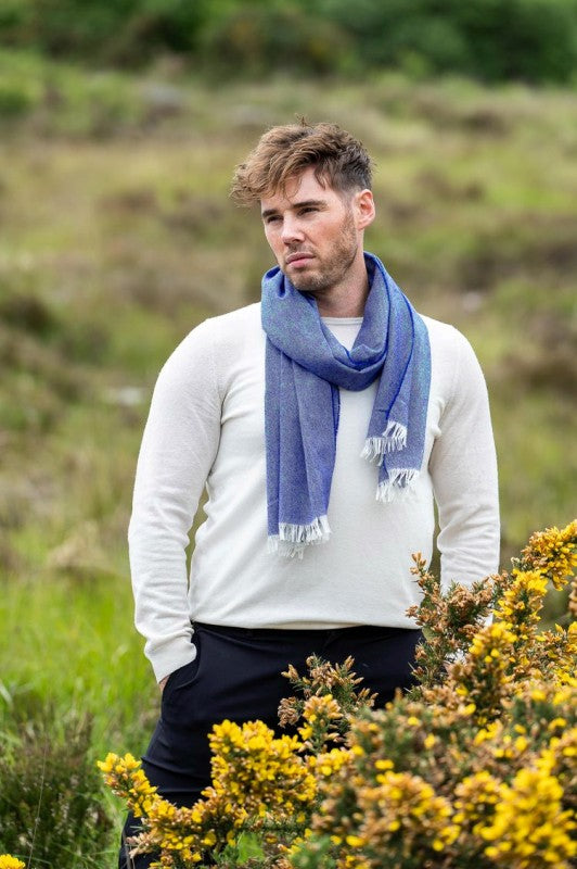 Oxford Blue Paris Scarf - McNutt of Donegal - on model