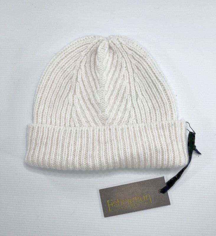 Rib Herringbone Stitch Hat - Ecru - Fisherman Out of Ireland