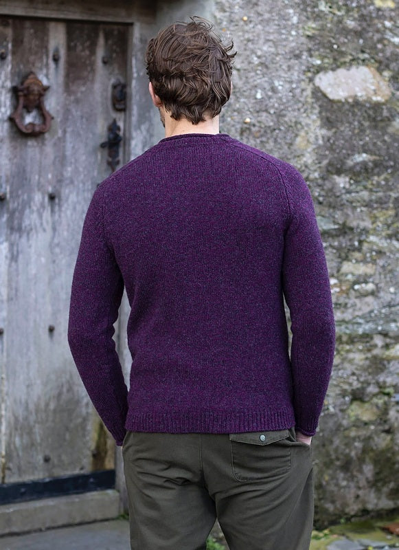 Saddle Crew Neck with Roll Edges - Elderberry - Fisherman Out of Ireland - back