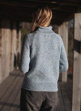 Saddle Shoulder Jumper with Roll Edges - Blue Mist - Fisherman Out of Ireland - back