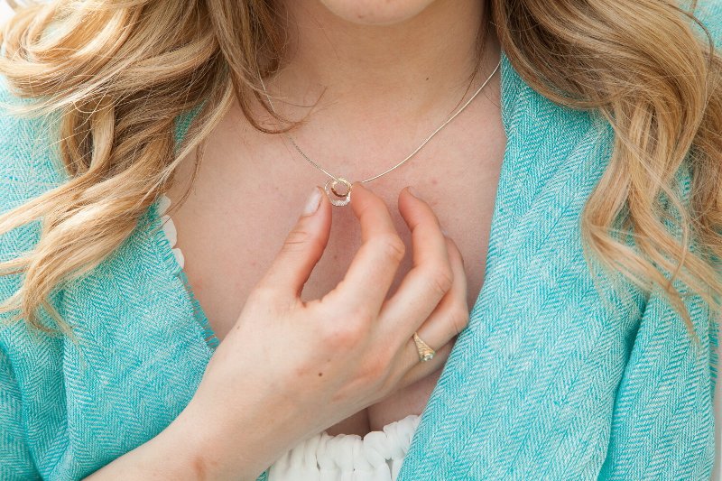 Small Double Charm Shell Pendant - Sterling Silver & Rose Gold - Martina Hamilton - on model